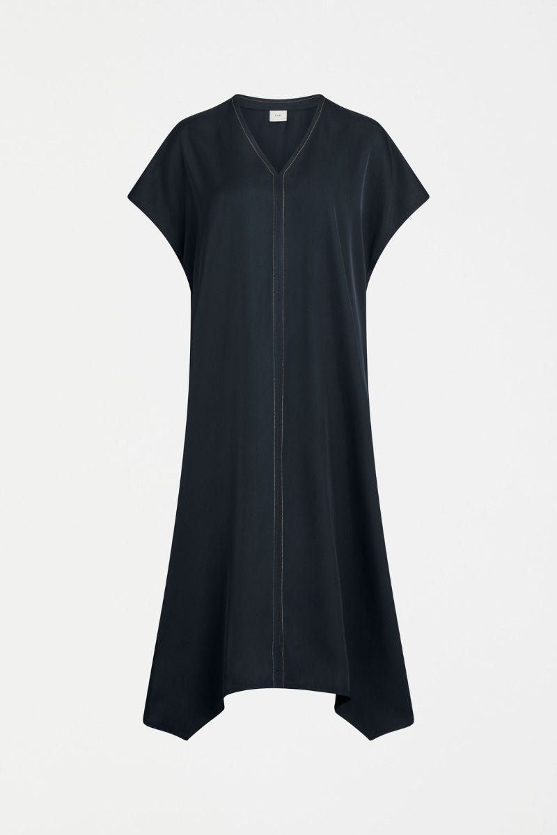 Navy dress on a white background