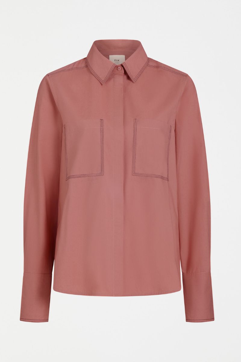 Pink shirt with collar on a white background