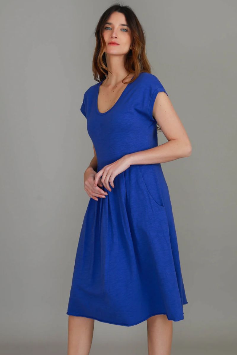 Evelyn Dress in Blue in Cotton jersey