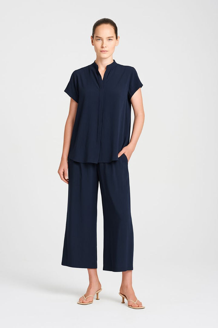 Soft Stand Shirt in Navy by Mela Purdie in 8 / Navy
