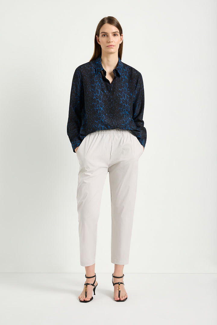 PRE ORDER Soft Shirt F837 2822 in Sapphire Leopard Silk by Mela Purdie
