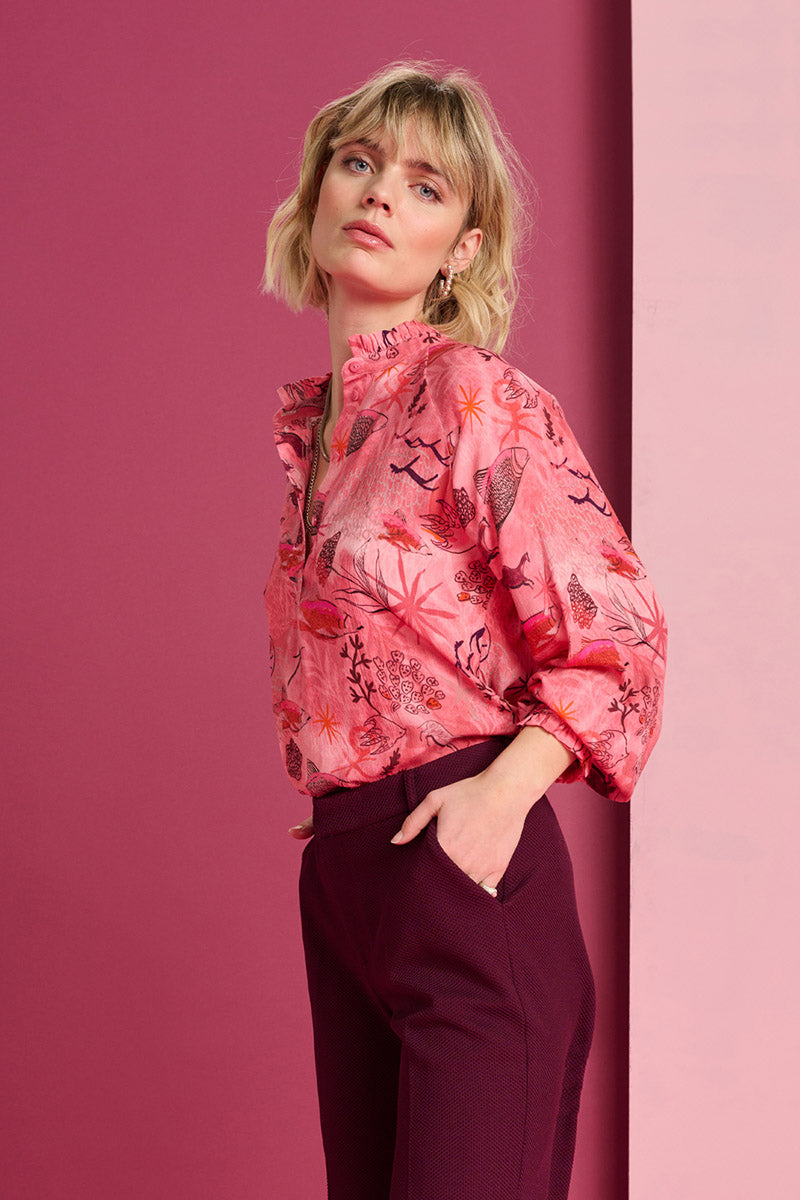 Fantastique Print Blouse SP7365 in Rose by POM Amsterdam