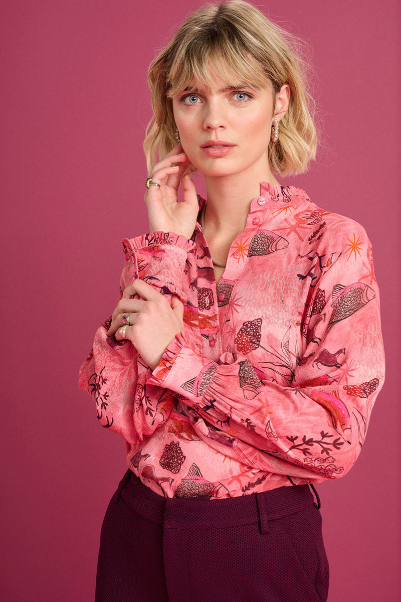 Fantastique Print Blouse SP7365 in Rose by POM Amsterdam