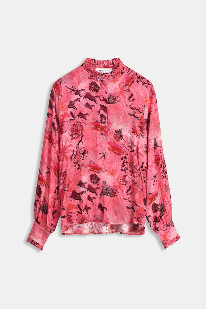 Blouse imprimée Fantastique SP7365 en Rose par POM Amsterdam