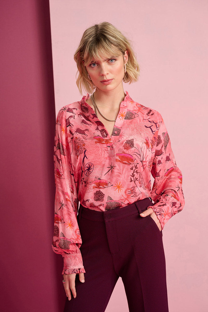 Fantastique Print Blouse SP7365 in Rose by POM Amsterdam