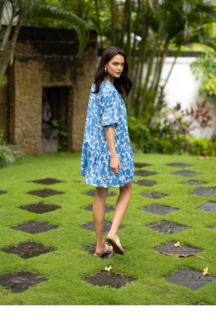 Fleur Smock Dress in Blue Stone by Humidity Lifestyle in XS