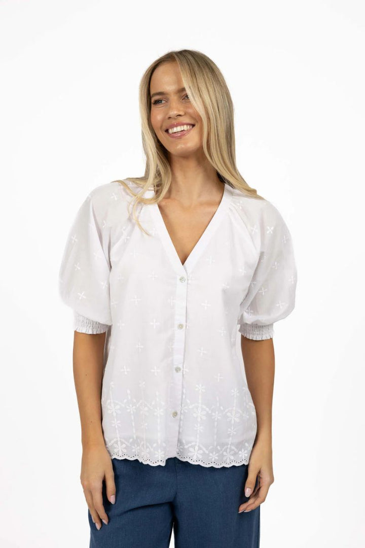 Chloe Blouse in White by Humidity Lifestyle in S/M