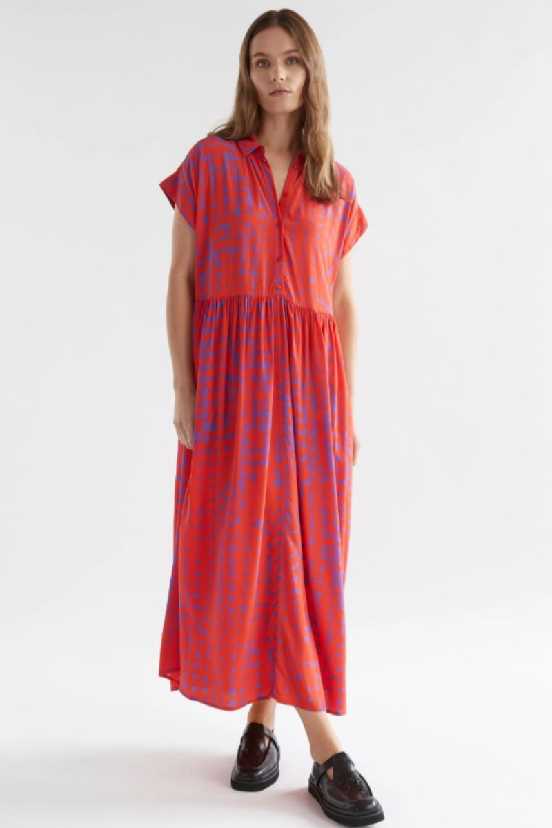 Joia Shirt Dress in Red Aero Print A1206 by ELK the Label