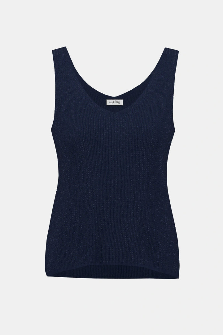 Metallic Knitted Camisole with Rhinestones in Midnight Blue by Joseph Ribkoff in Midnight Blue / S