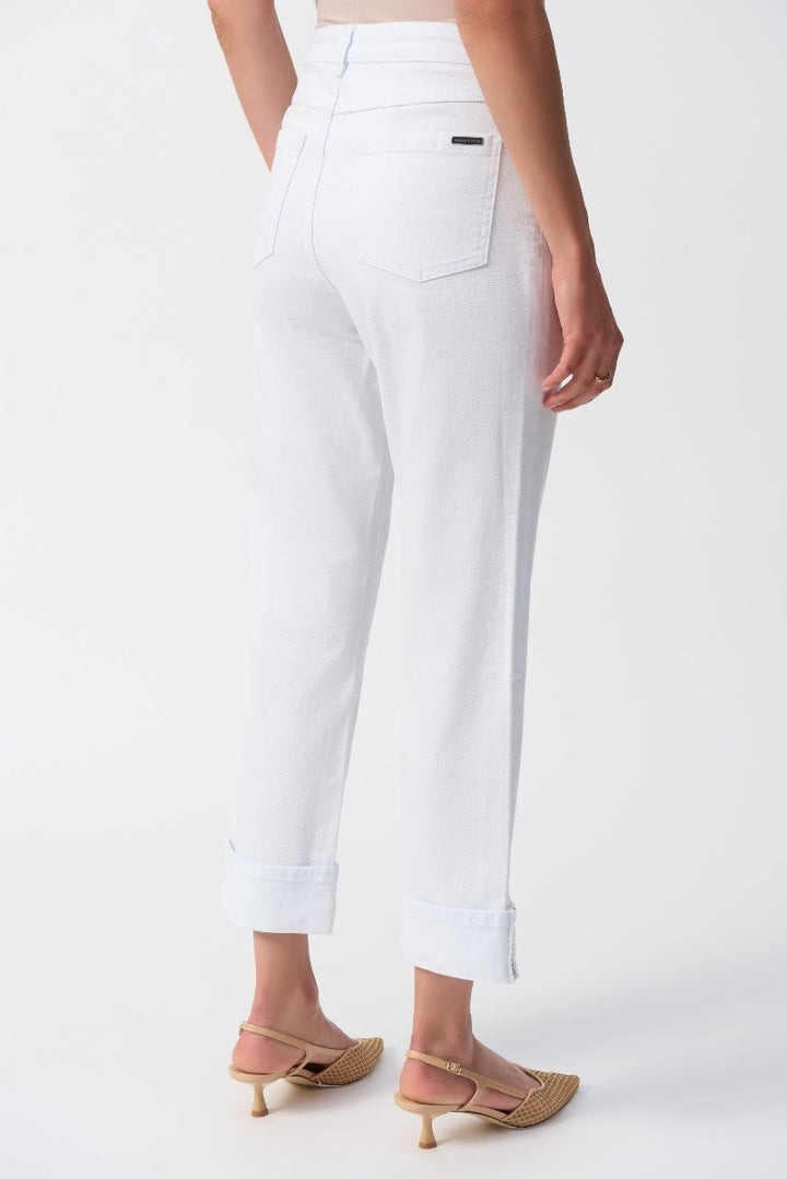 Slim Fit Cropped Jeans in White 251960 Joseph Ribkoff Back View