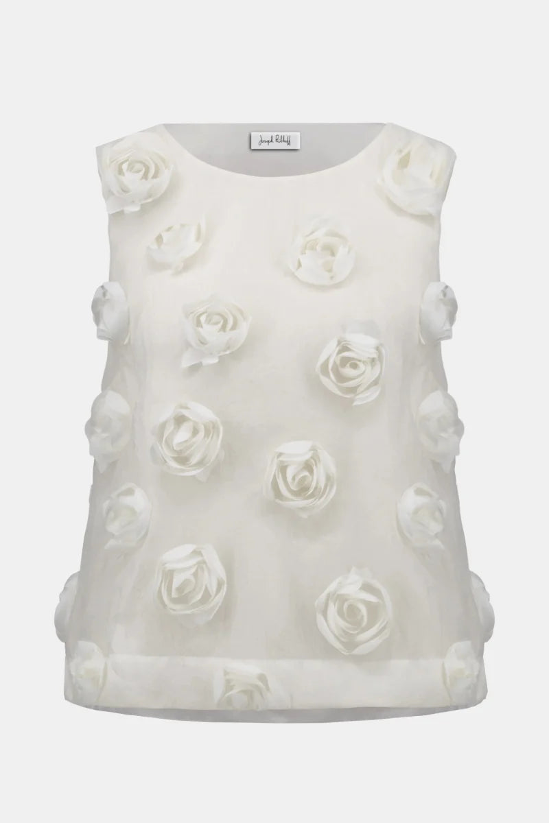 Product image showing Novelty Sleeveless Top With 3D Floral Embroidery 261220 by Joseph Ribkoff 