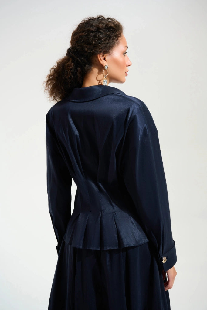 Stretch Taffeta Fit and Flare Blouse in Midnight Blue 261742 by Joseph Ribkoff