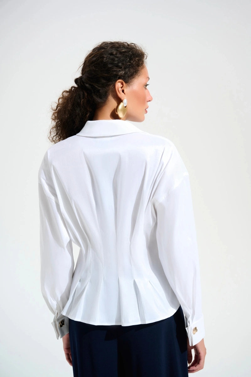 Joseph Ribkoff 261742 Stretch Taffeta Fit and Flare Blouse back view in Vanilla