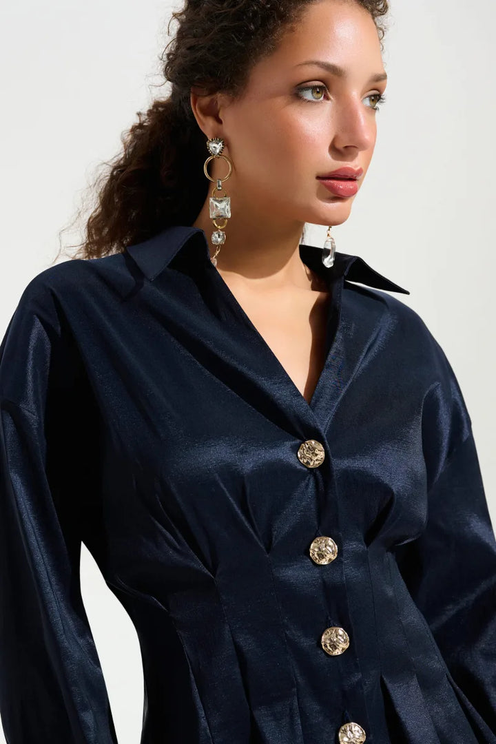 Stretch Taffeta Fit and Flare Blouse in Midnight Blue 261742 by Joseph Ribkoff in Midnight Blue / 8