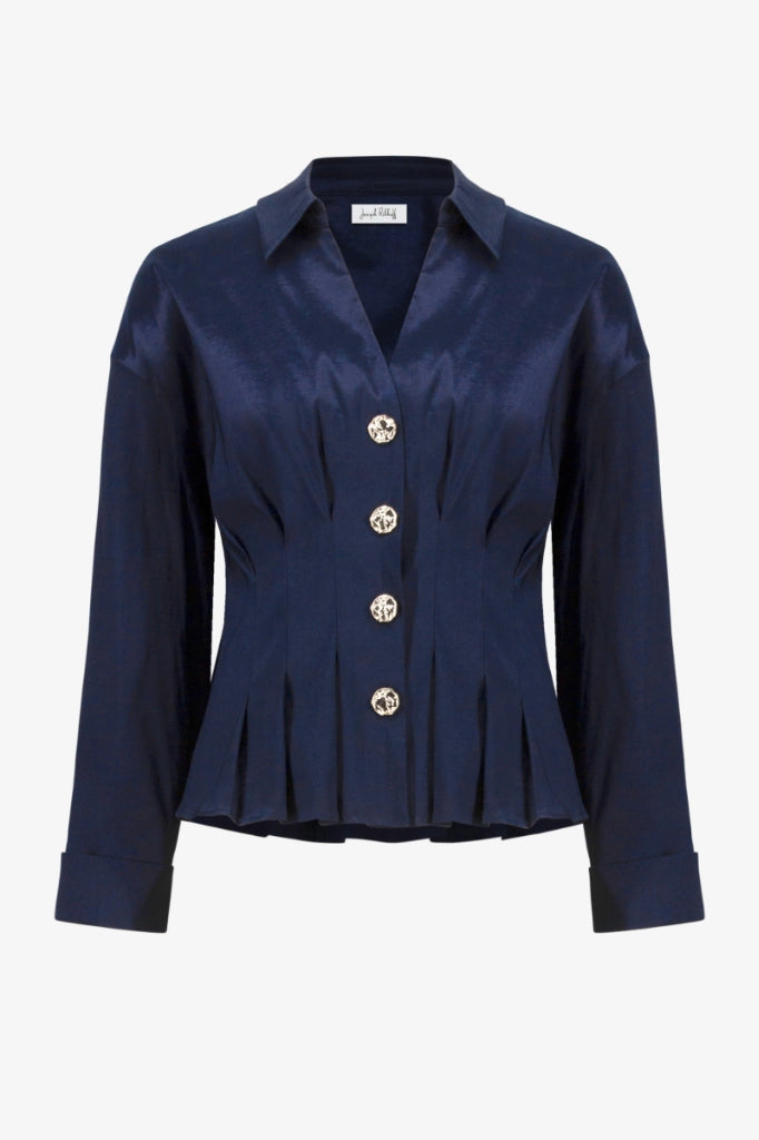 Stretch Taffeta Fit and Flare Blouse in Midnight Blue 261742 by Joseph Ribkoff