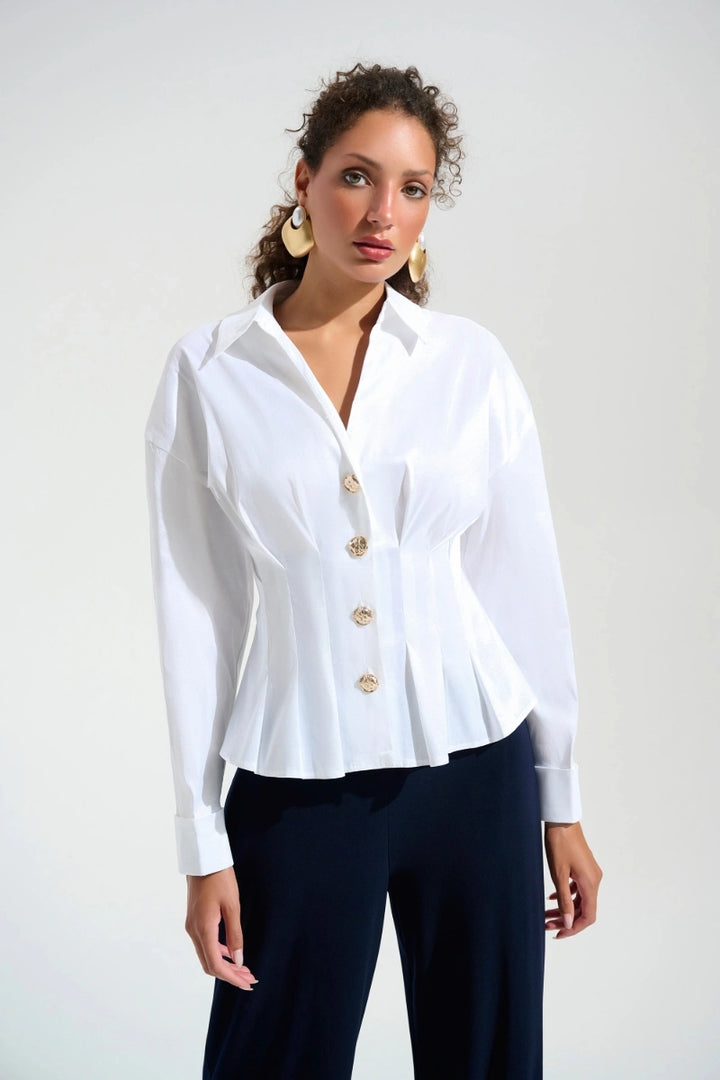Stretch Taffeta Fit and Flare Blouse in Vanilla 261742 by Joseph Ribkoff in Vanilla / 8