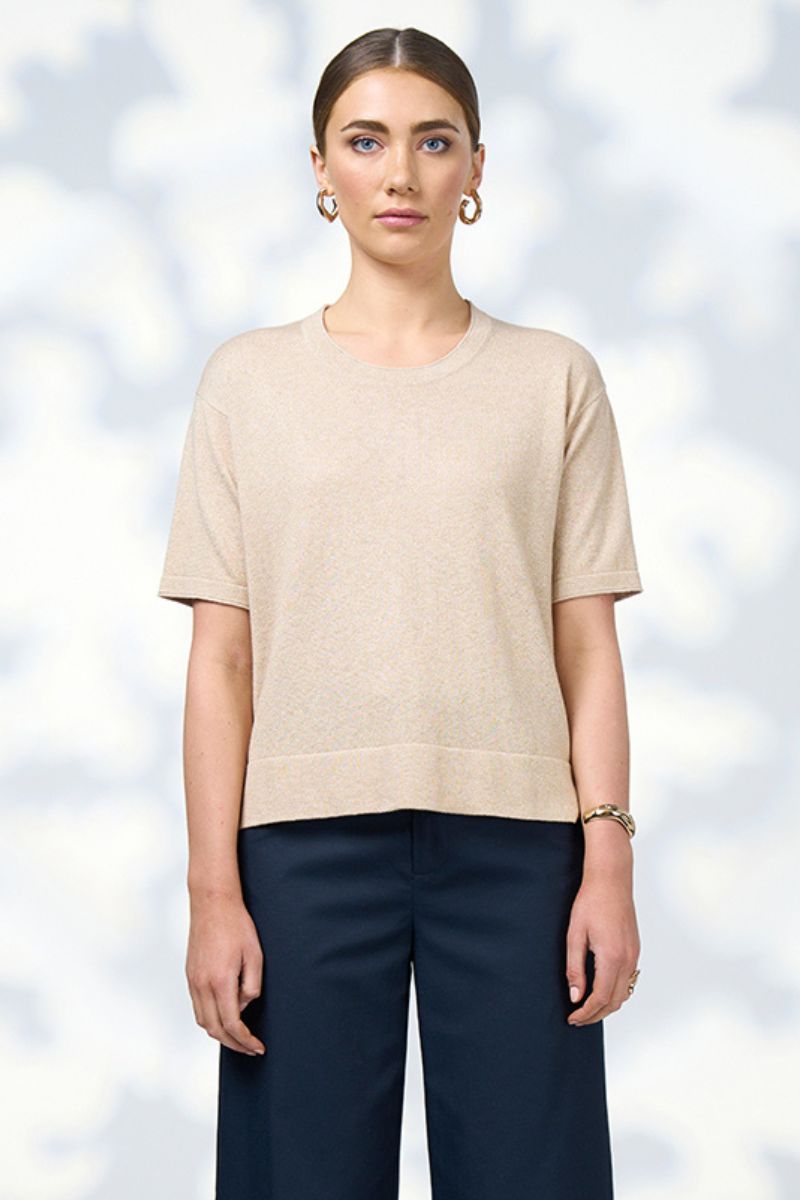 Mica Cotton Cashmere Tee in Champagne by Loobies Story