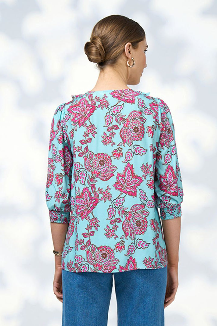 Loobie's Story Indie Blouse in Tiffany Blue Multi by Loobies Story in Light Blue / 10