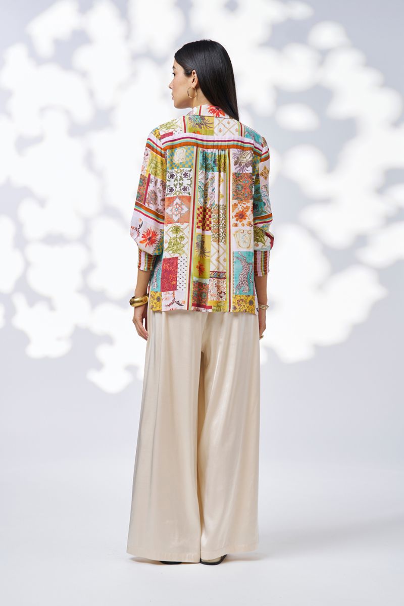 Woman wearing Loobies Story LS3101 Vana Shirt back view