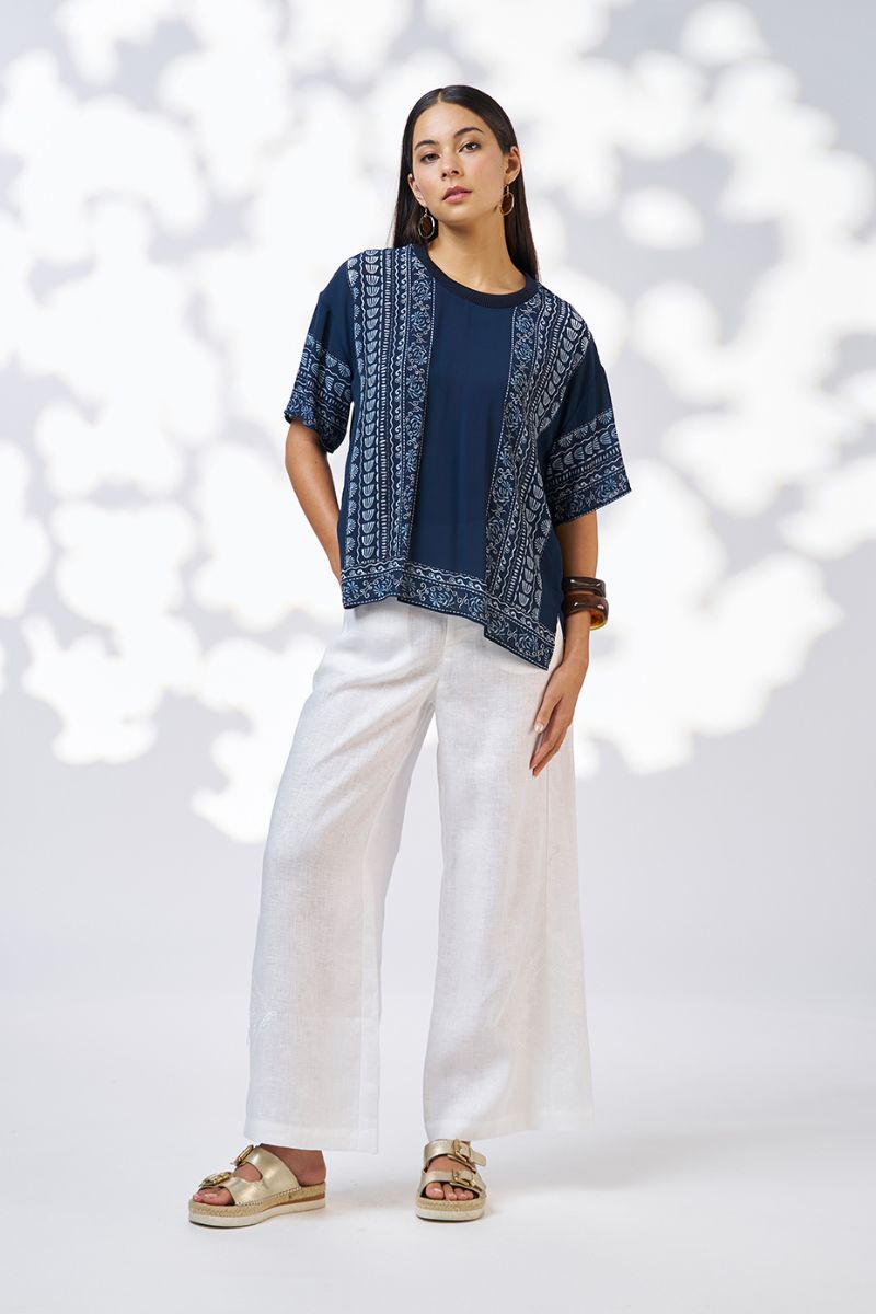 Asher Top in Indigo Multi by Loobies Story