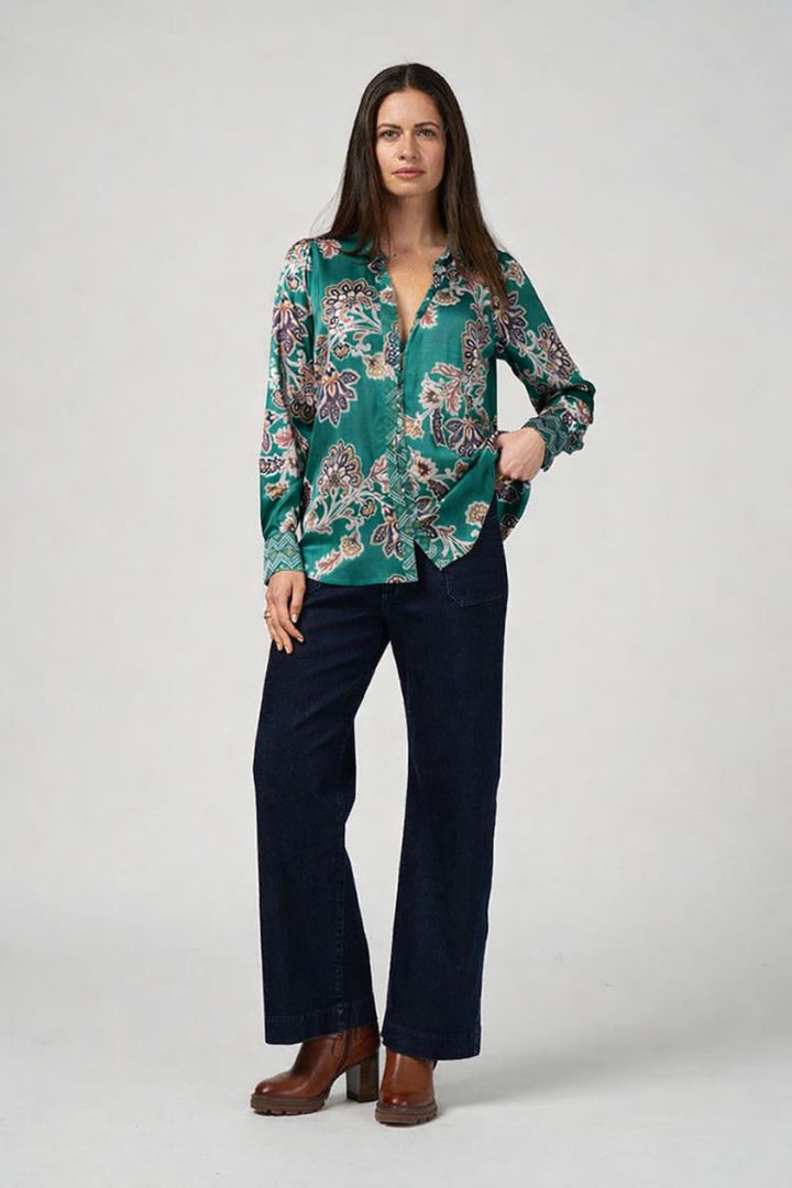 Loobie's Story Versailles Shirt in Evergreen Multi by Loobie’s Story in Evergreen / 10