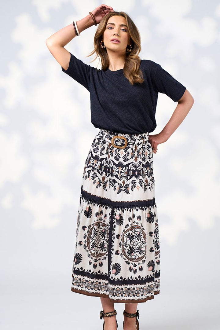 Loobie's Story Mica Cotton Cashmere Tee in Indigo by Loobies Story in Indigo / XS