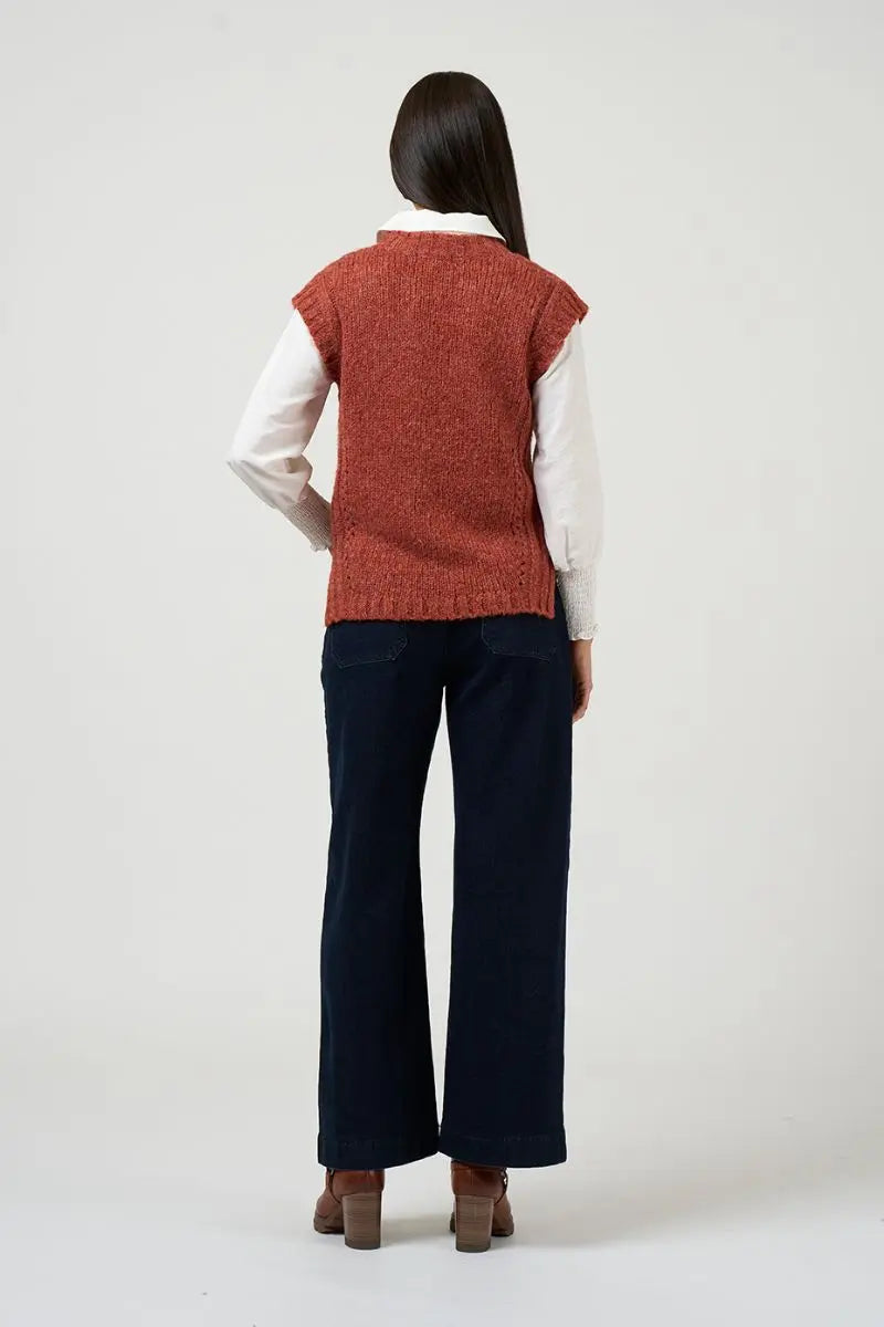 Woman wearing Tilly Vest in Redwood by Loobie’s Story LSK2616 back view