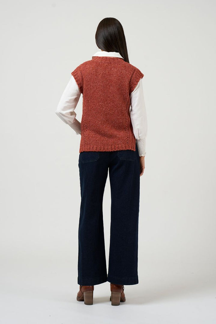 Loobie's Story Tilly Vest in Redwood by Loobie’s Story in Deep Red / M