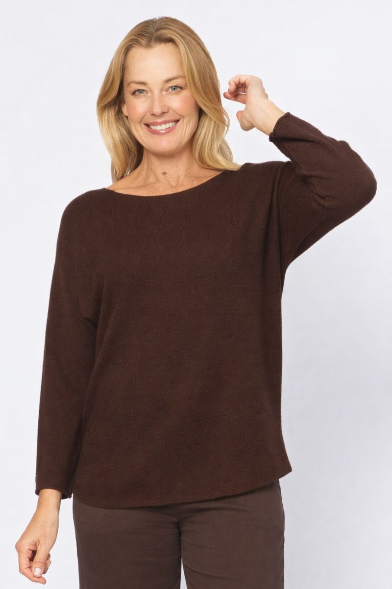 Soft Knit Top in Chocco by La Strada