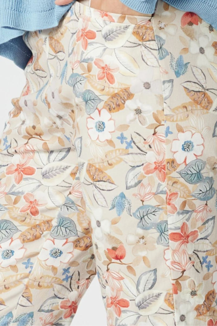 Threadz Lyla Print Pant Floral 48072 by Threads in Oatmeal / 8