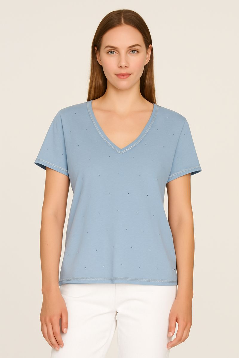 Main Deco Tee in Cashmere Top Blue by Mos Mosh