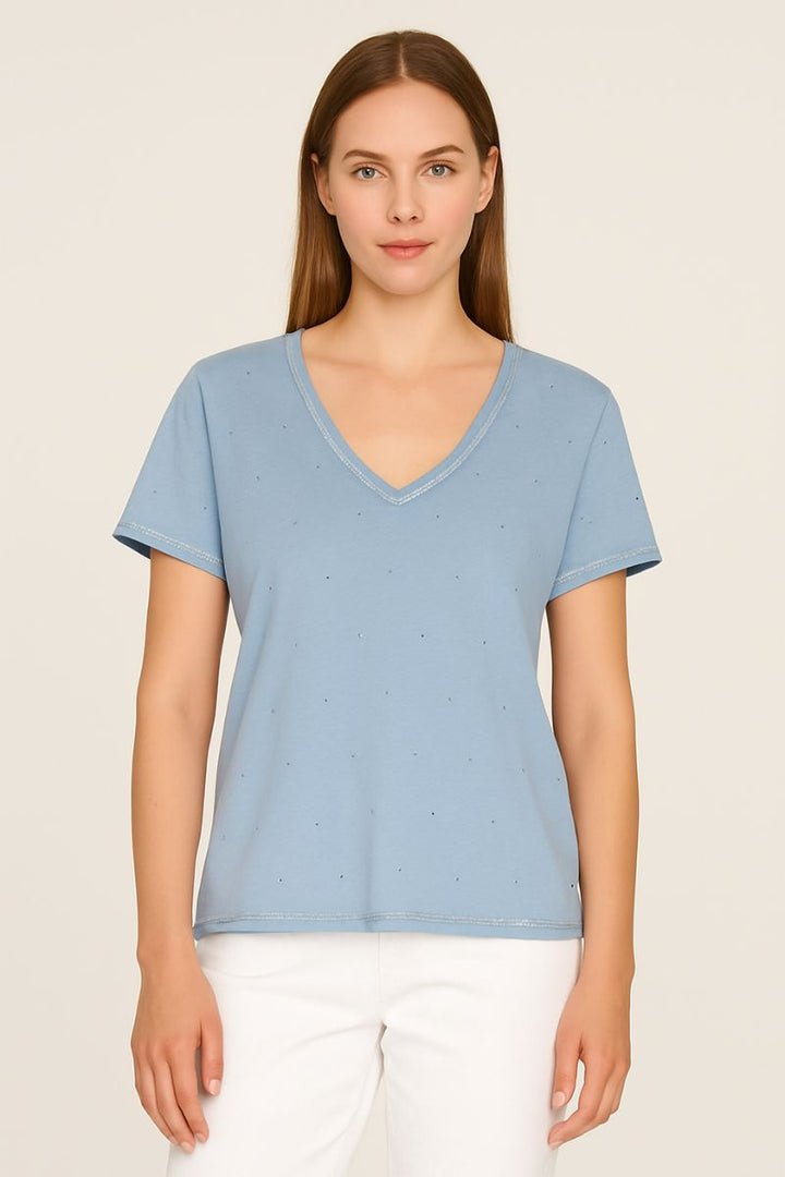 Main Deco Tee in Cashmere Top Blue by Mos Mosh in S / Chambray