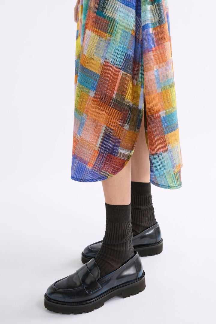 ELK Nidra Shirt Dress in Elbrus Print by Elk the Label in yellow_blue / 8