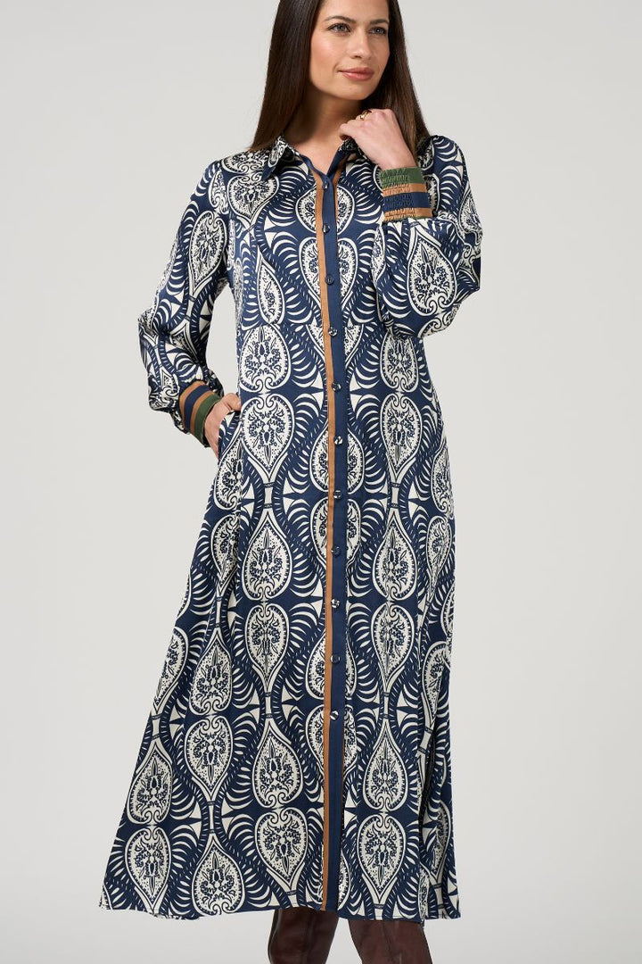 Loobie's Story Opaline Shirt Dress in Opaline Print by Loobie’s Story in Indigo / 10