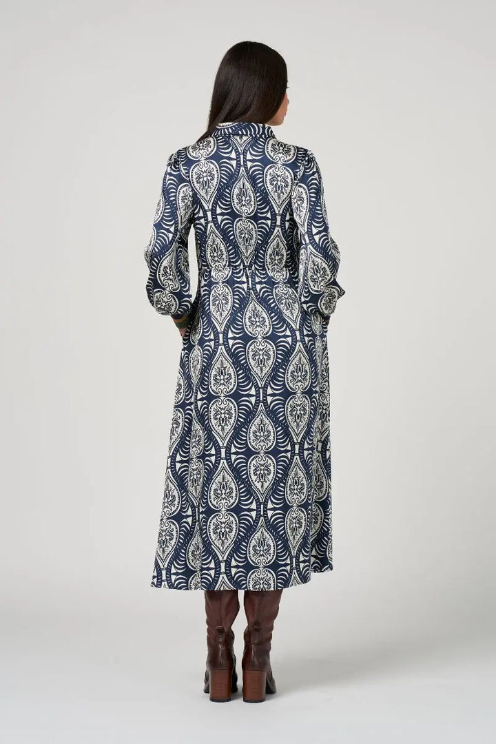 Woman wearing Opaline Shirt Dress by Loobie’s Story LS3242 back view