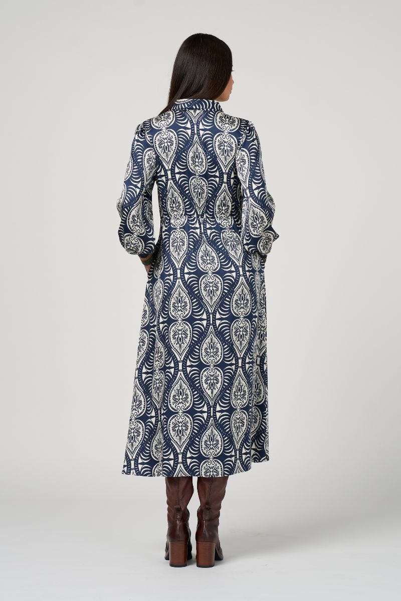 Woman wearing Opaline Shirt Dress by Loobie’s Story LS3242 back view
