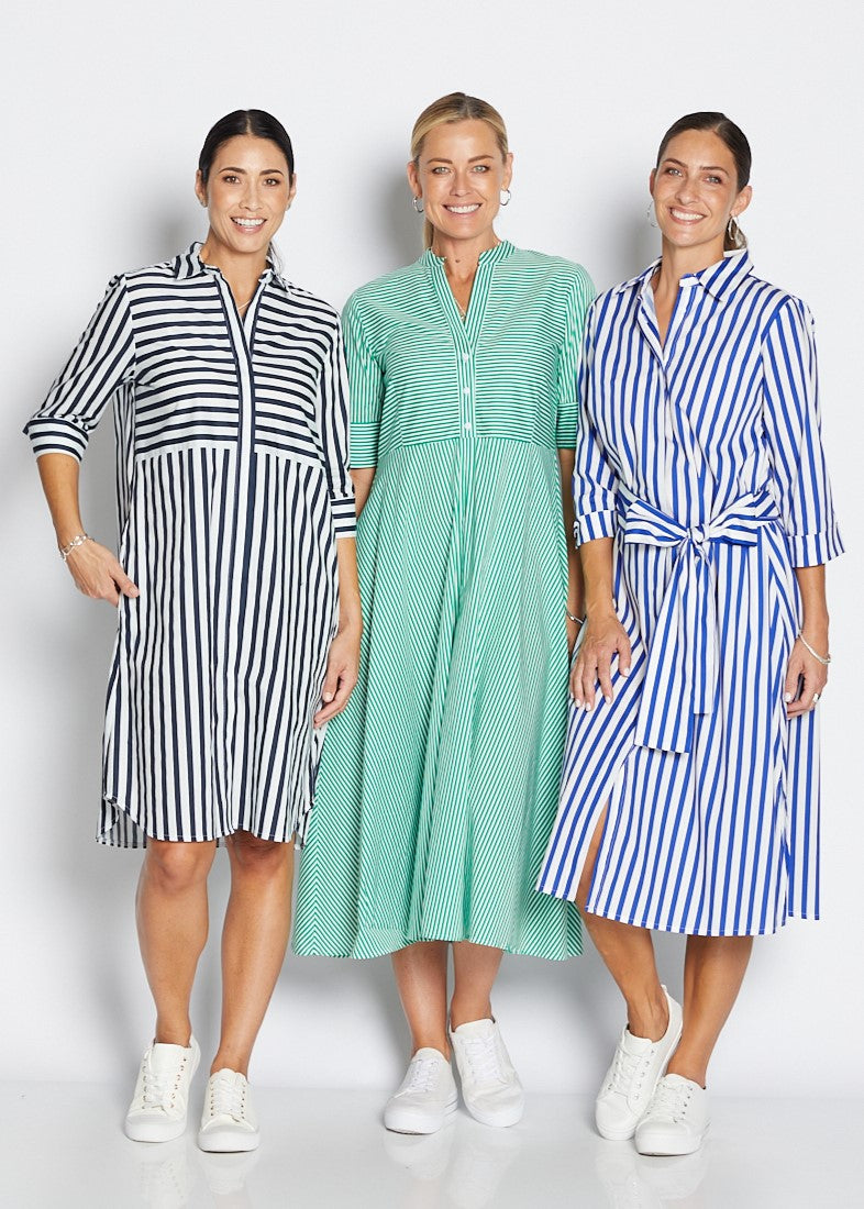 Sierra 3/4 Shirt Dress In 3 Colourway Stripes By Philosophy