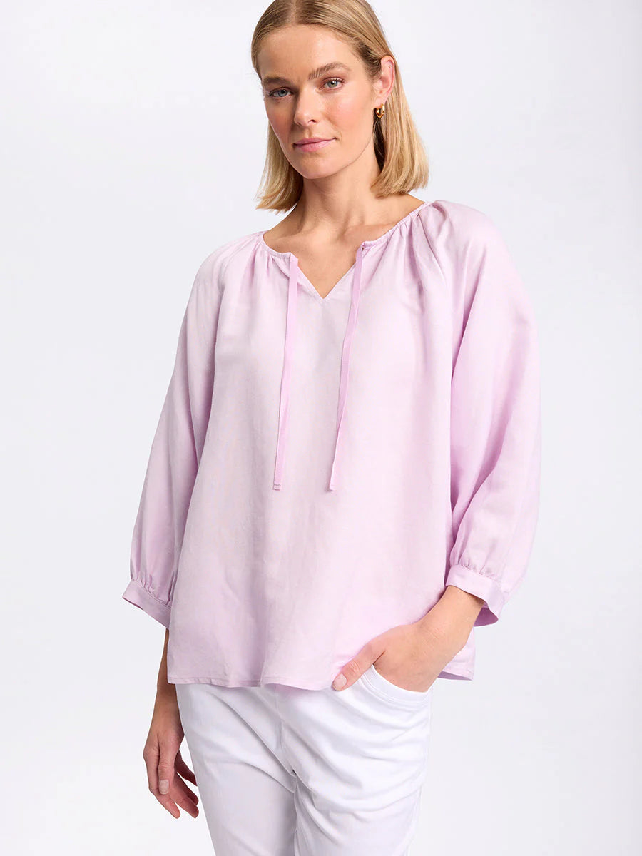 Raglan Sleeve Peasant Top in Pink Salt YTMS54666 by Marco Polo - front