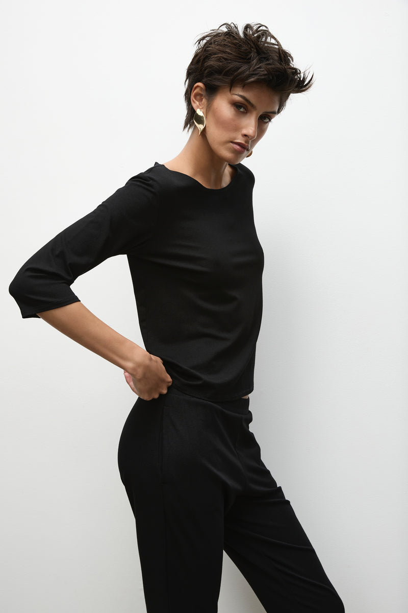 Relaxed Boat Neck F01 2630 in Black  by Mela Purdie