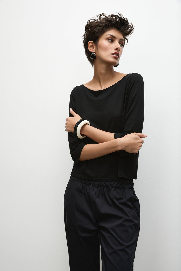 Relaxed Boat Neck F01 2630 in Black  by Mela Purdie