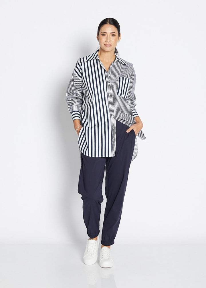 Port Shirt In Navy Stripe By Philosophy in 8
