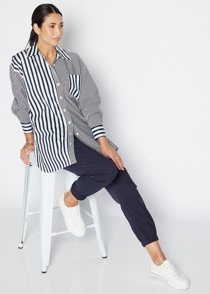 Port Shirt In Navy Stripe By Philosophy in 8