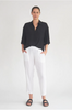 Mela Purdie Soaft Capri In White Mache F67 Material with Complementing Black Shirt