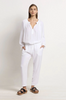 Mela Purdie Soft Capri in White Full model Shirt with complementing Chateaux Blouse in White Mache