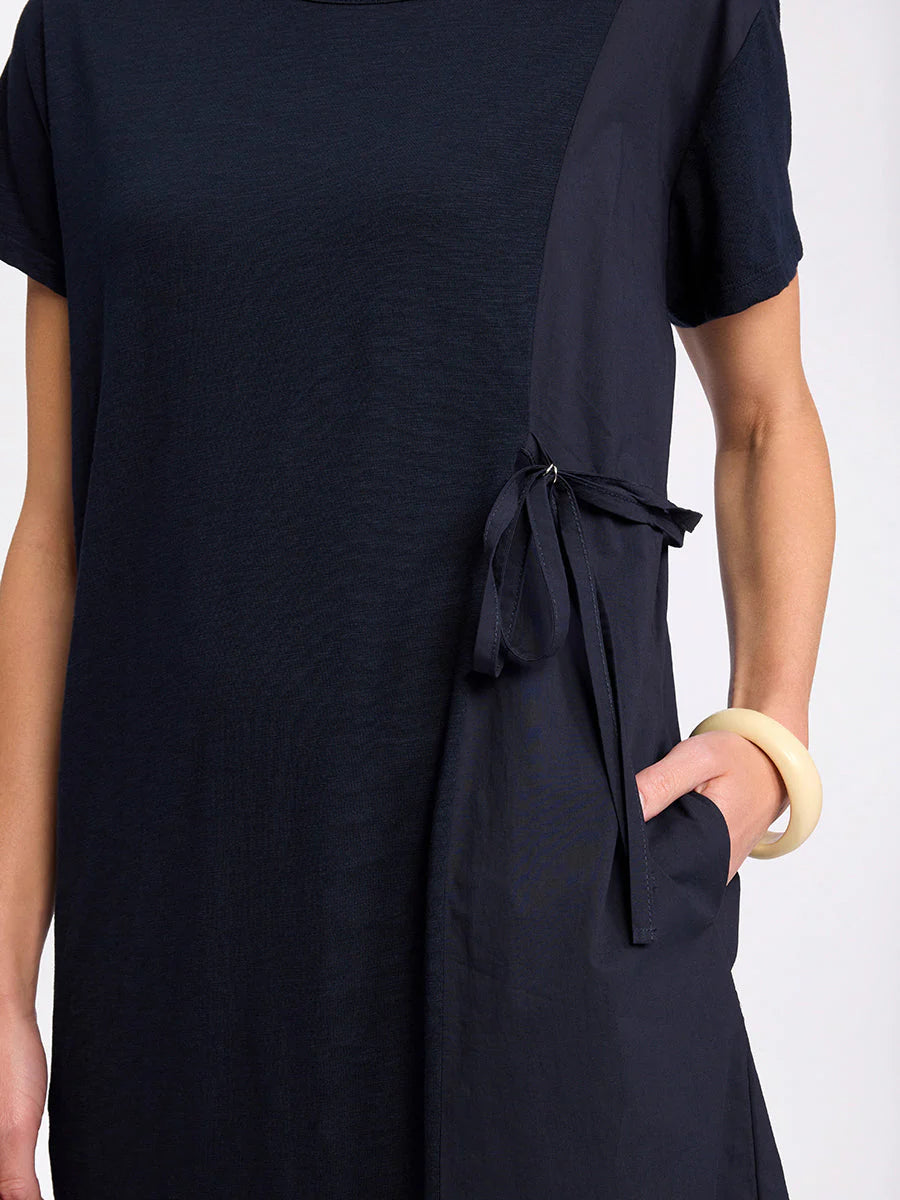 Short Sleeve Spliced Dress YTMS59299 in Navy by Marco Polo - detail