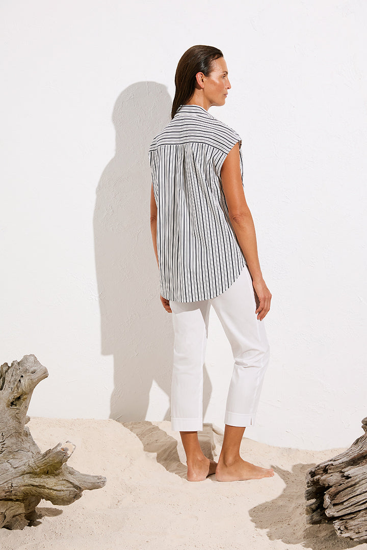 Slice Shirt F729 8501 in Navy/White Stripe by Mela Purdie