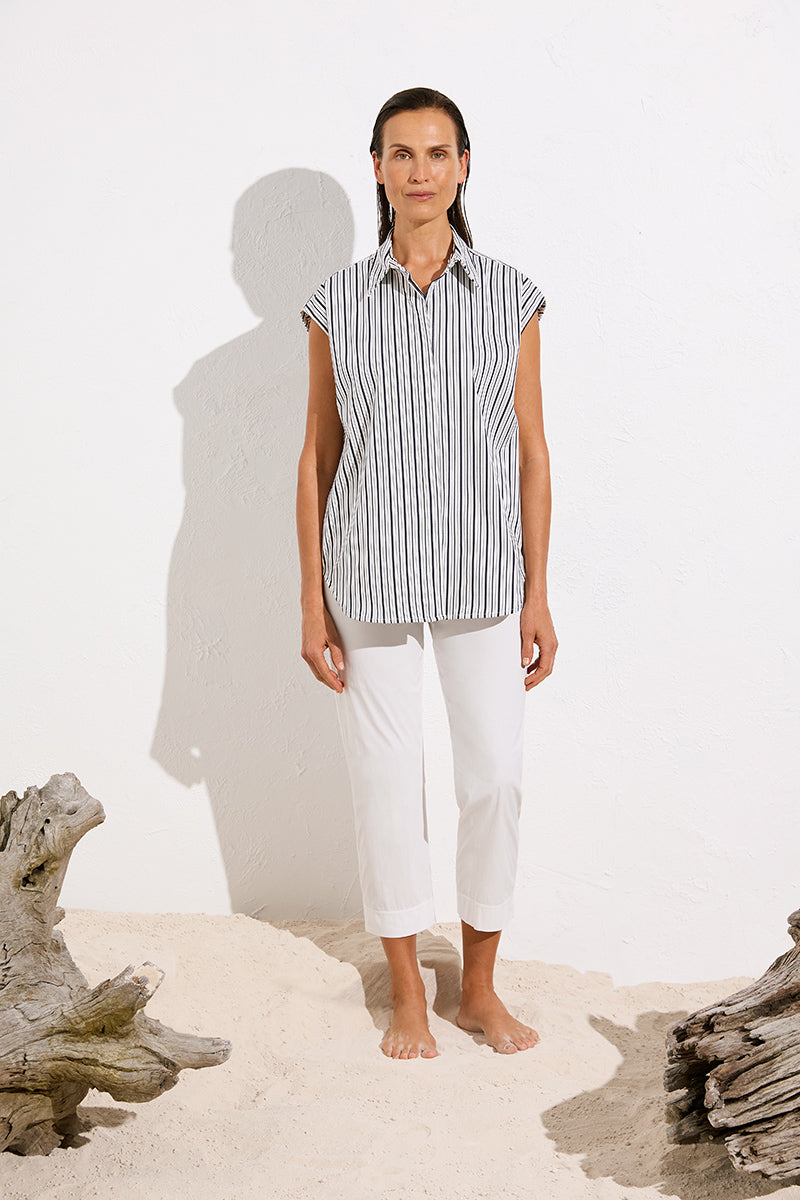 Slice Shirt F729 8501 in Navy/White Stripe by Mela Purdie