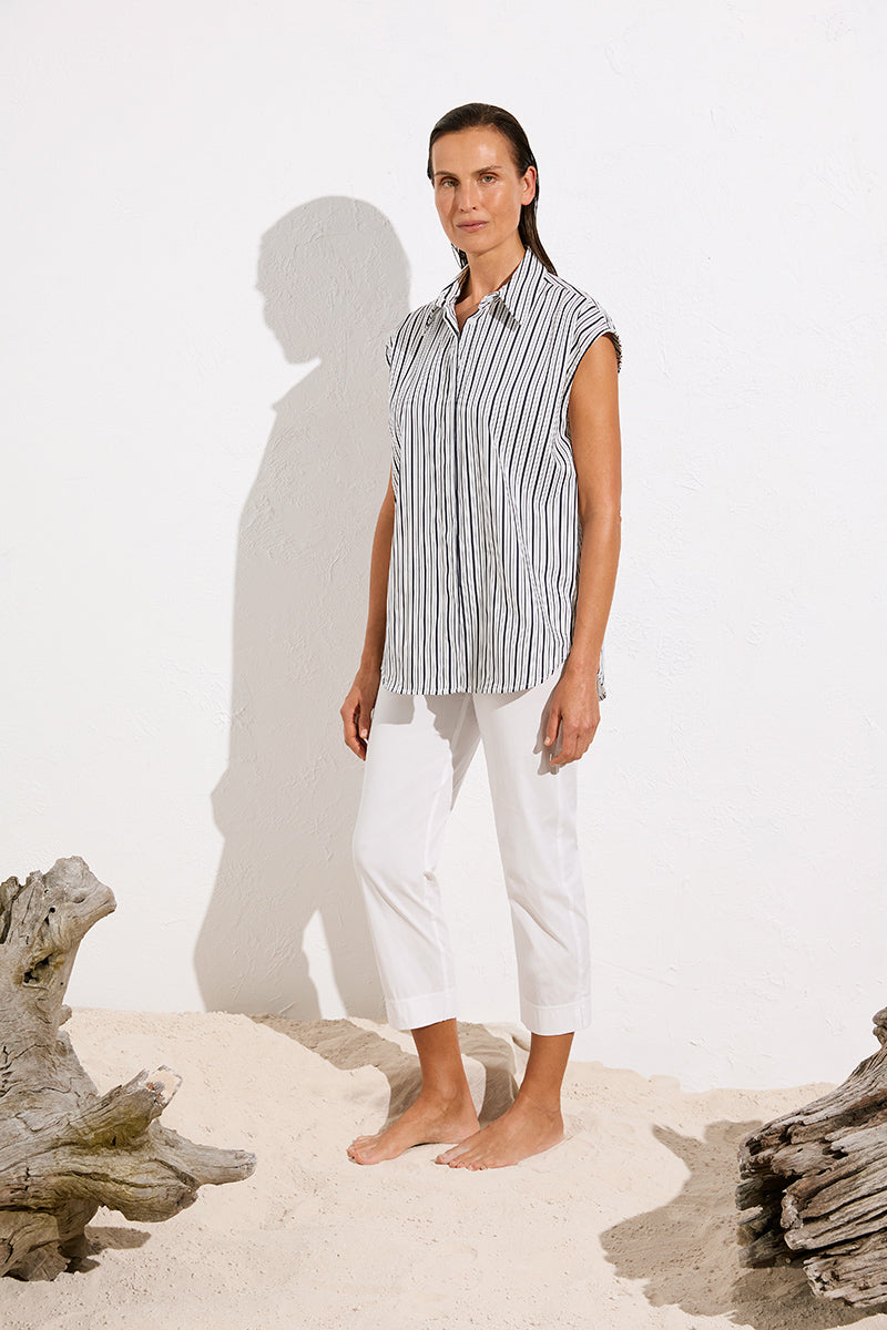 Slice Shirt F729 8501 in Navy/White Stripe by Mela Purdie