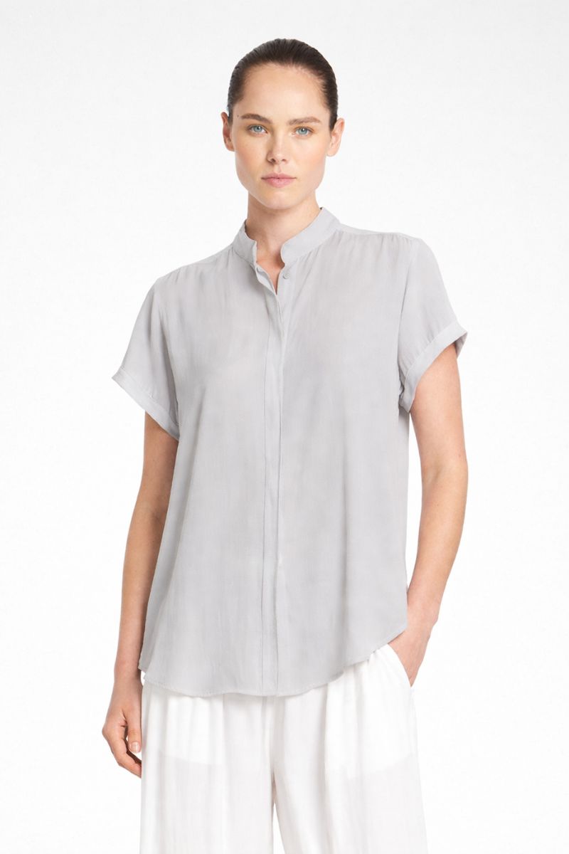 Soft Stand Shirt in Oyster by Mela Purdie
