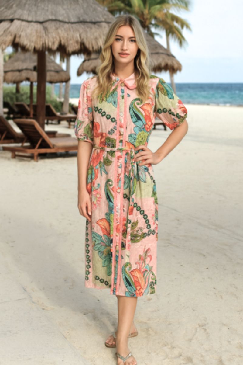 St Tropez Dobby Short Sleeve Dress